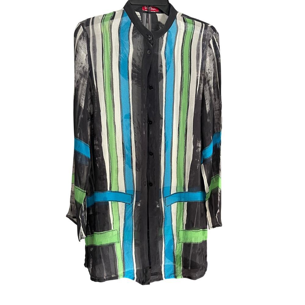 Silk Tunic Shirt Hand Painted by Gideon Oberson Size Small